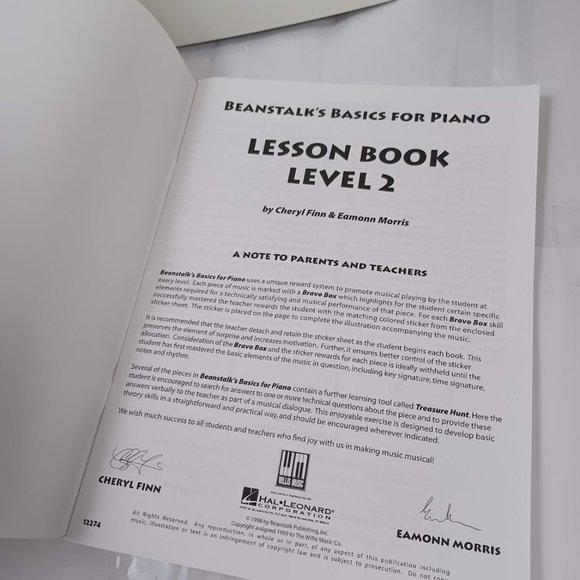 Beanstalk's Basics For Piano NEW Lesson Book Level 2 -Bravo Box Reward Stickers - Picture 4 of 9